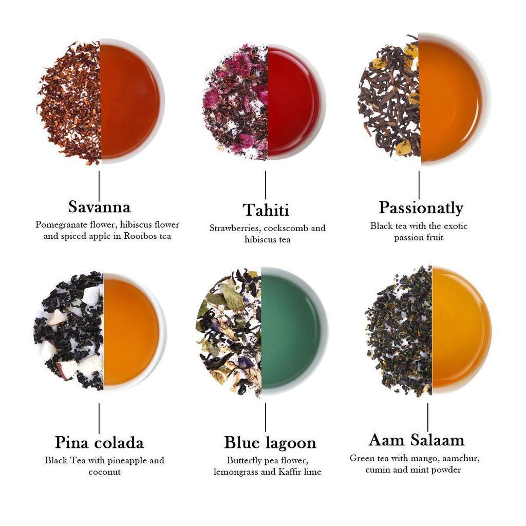 Tea Set 6 Flavors (18 Pack, 2 G), Fruitea Collection Gift Box, Karma Kettle