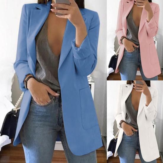 Blazer Lapel All-match Open Front Stylish Women Suit for Daily Life