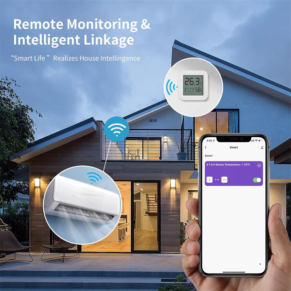 Датчик температуры и влажности Tuya Mini LCD Digital Display Совместимость с Bluetooth APP Пульт дистанционного управления Термометр Гигрометр