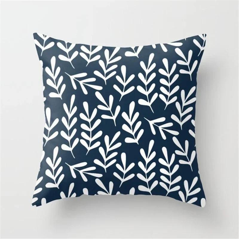 New Deep Blue Nordic Geometry Doublesided Printed pillow cover Short plush Suitable living rooms bedrooms throw cushion cover