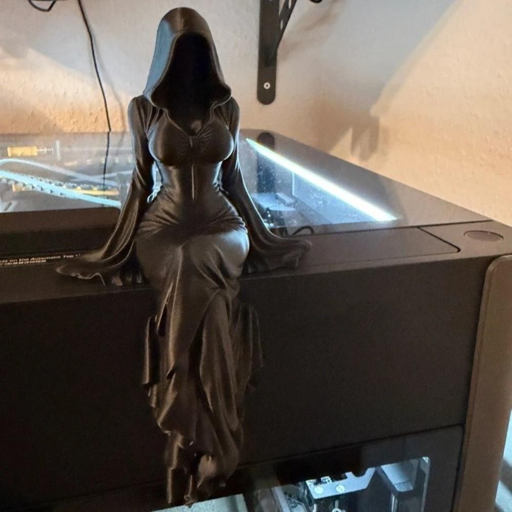 3D Printed Sitting Pose Lady Sculpture Handmade Female Tabletop Ornament Bookshelf Decor