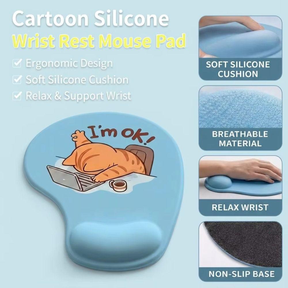 Comfortable Animal Mouse Pad Cute Cartoon Wrist Support Pad Black Cat Cat Mouse Mat Computer