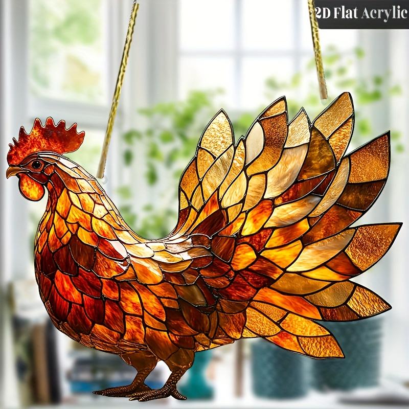 1 Piece Eye-catching Rooster 2D Acrylic Pendant, Perfect for Garden Decoration, Adding Farmhouse Charm To The Kitchen and Porch