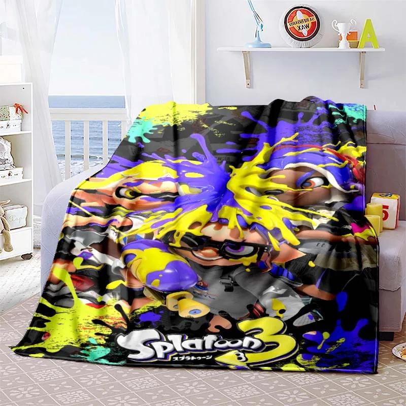3D Game, Splatoon, Fashion Cute Cartoon Soft Plush Blanket, Flannel Blanket Game Player Bedroom Bed Sofa Nap Blanket grinch