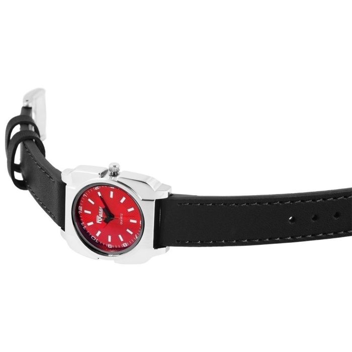 Montre-bracelet femme - RAPTOR - Ligne Signature - cadran rouge - bracelet cuir 16 mm - étanchéité 3 ATM