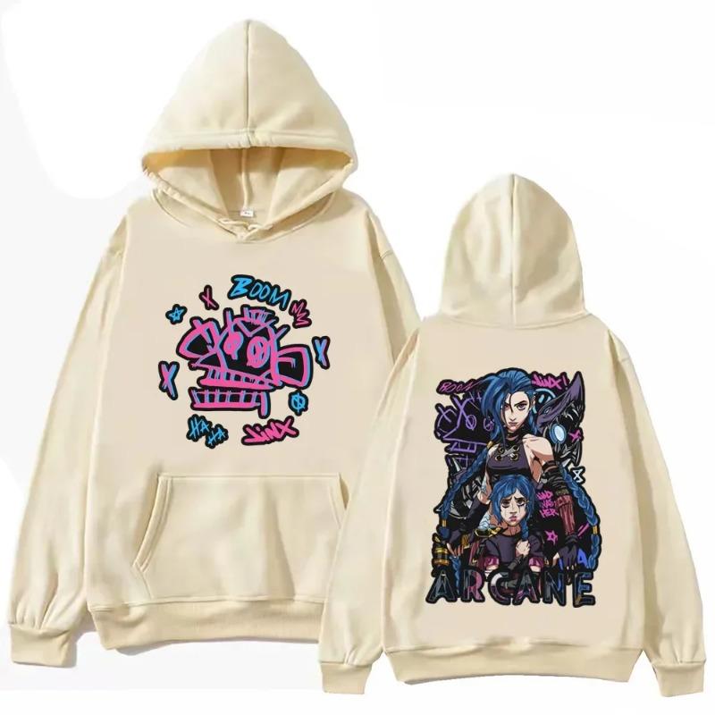 Горячая аниме-толстовка Arcane Harajuku Hip Hop Pullover Tops Sweatshirt Fans Gift Sweatshirt Harajuku Anime Hoodies & Sweatshirts Men's