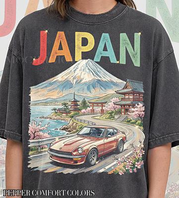 Винтажная футболка JAPAN Mt Fuji 90-х годов, Graphic Comfort Colors®, Ретро футболка Datsun 240Z Sakura, выцветшая, Природа Y2k Streetwear, Подарок из Японии 2000-х.