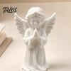 Talos 3D-печатная статуэтка молящегося ангела, элегантная матово-белая фигурка херувима с детализированными крыльями, прочный минималистичный орнамент для декора гостиной и