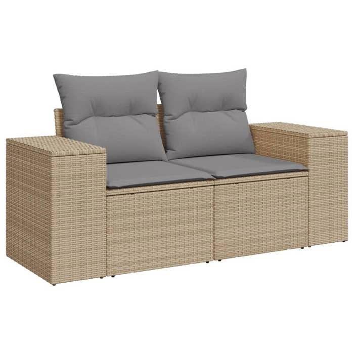 VidaXL Salon de Jardin avec Coussins 9 pcs, Canapés de Terrasse, Ensemble de Meubles de Patio, Mobilier d'Extérieur, Beige 3222848