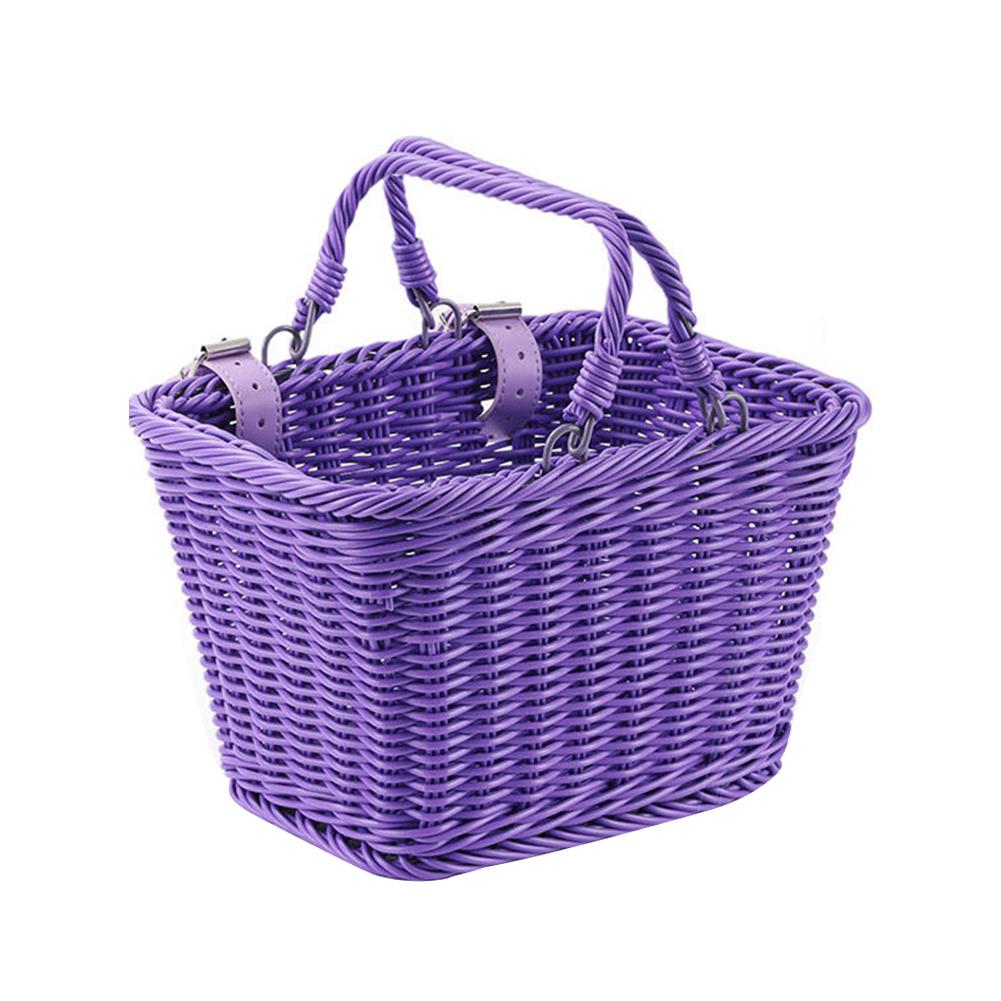 Bicycle Basket Rattan Hand-Woven Bike Storage Front Handlebar Basket for Kids Adult Bicycle Pannier Basket Cycling Carrier Bag