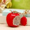 Брелок для ключей с яблоком и стразами, кулон, креативный автомобильный брелок для ключей, женская сумка, очаровательное украшение