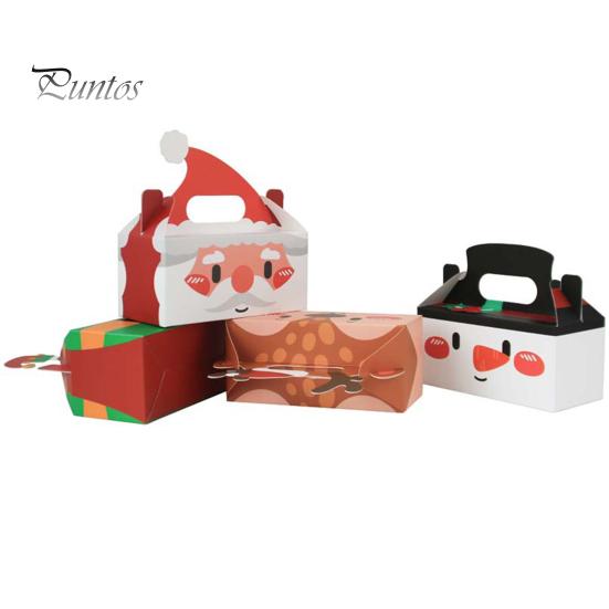 10 шт., Рождественская подарочная коробка, рождественский картонный подарок, коробки для конфет и печенья с ручкой, сумки для вкусностей, товары для праздника и вечеринки