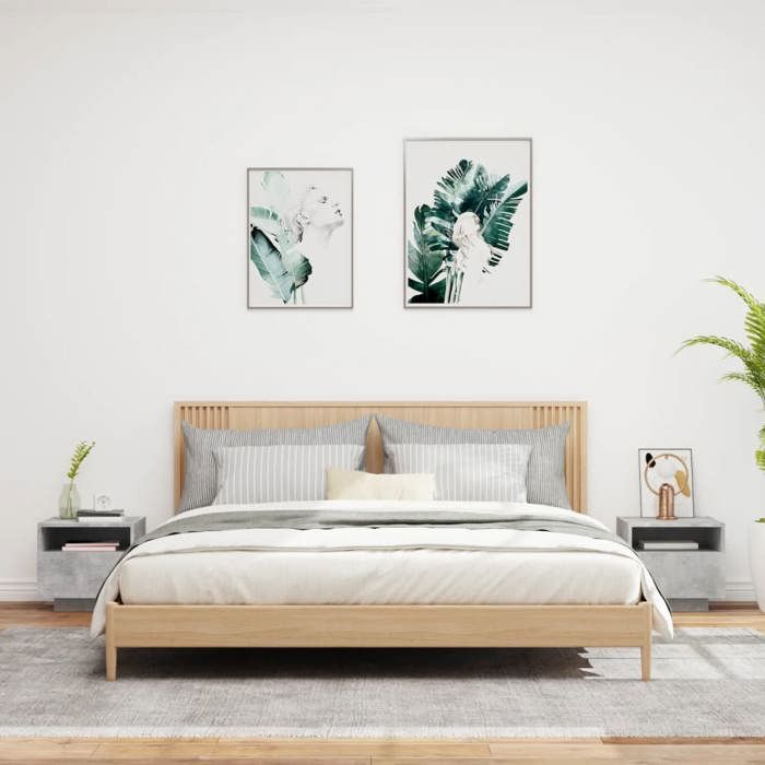 VidaXL Armoiress de Chevet avec Lumières LED 2 pcs, Tables de Chevet avec Rangement, Armoires de Nuit Chambre, Moderne, 836805