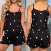 Women Pajamas Two Piece Sexy Camisole Shorts Black Student Pajama Set Easy To Wash Shorts Homewear Two Piec