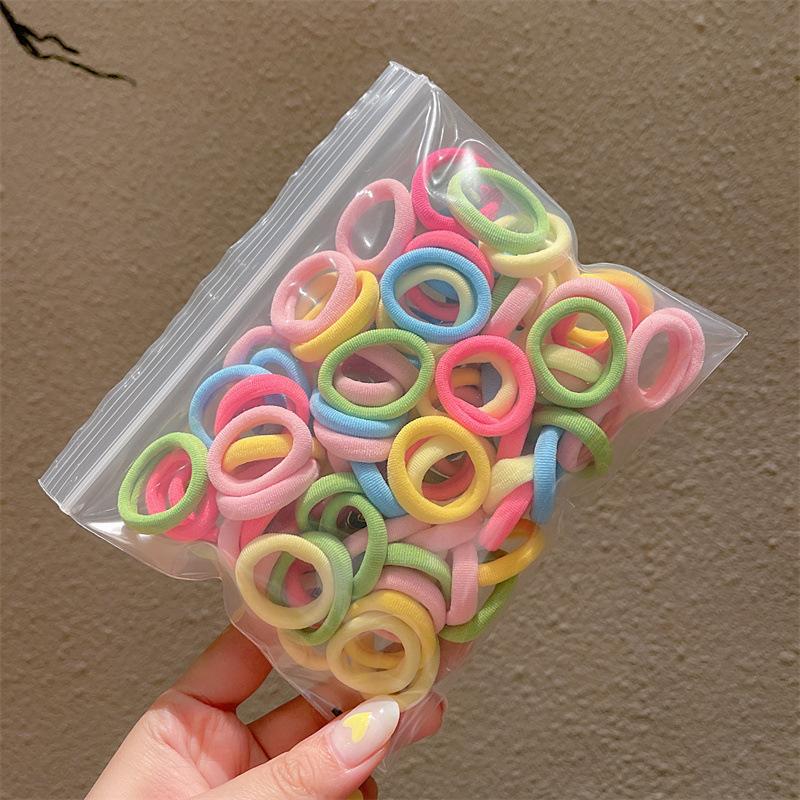 100 шт. эластичная детская веревка для волос ярких цветов, круг для волос, детские аксессуары для волос