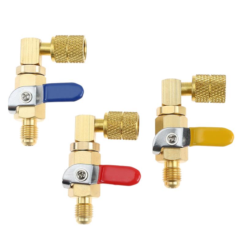 3Pcs R410A Shut-Off Ball Valve Set 5/16" SAE Female To 1/4"SAE Male for R410A R32 Air Conditioning Refrigerant Mini Split System