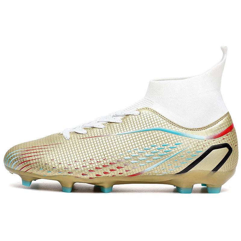 Mens Womens High-Cut Football Cleats Natural Artificial Turf Breathable Mesh Lining Rubber Outsole Long Molded Studs