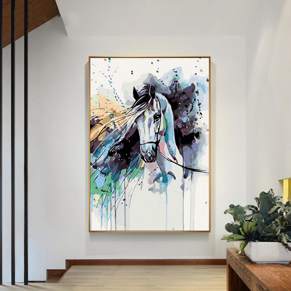 Лошадь, акварельная живопись, современное настенное искусство, холст с принтом, постер, яркая красочная картина с животным для гостиной, домашний декор, Cuadros