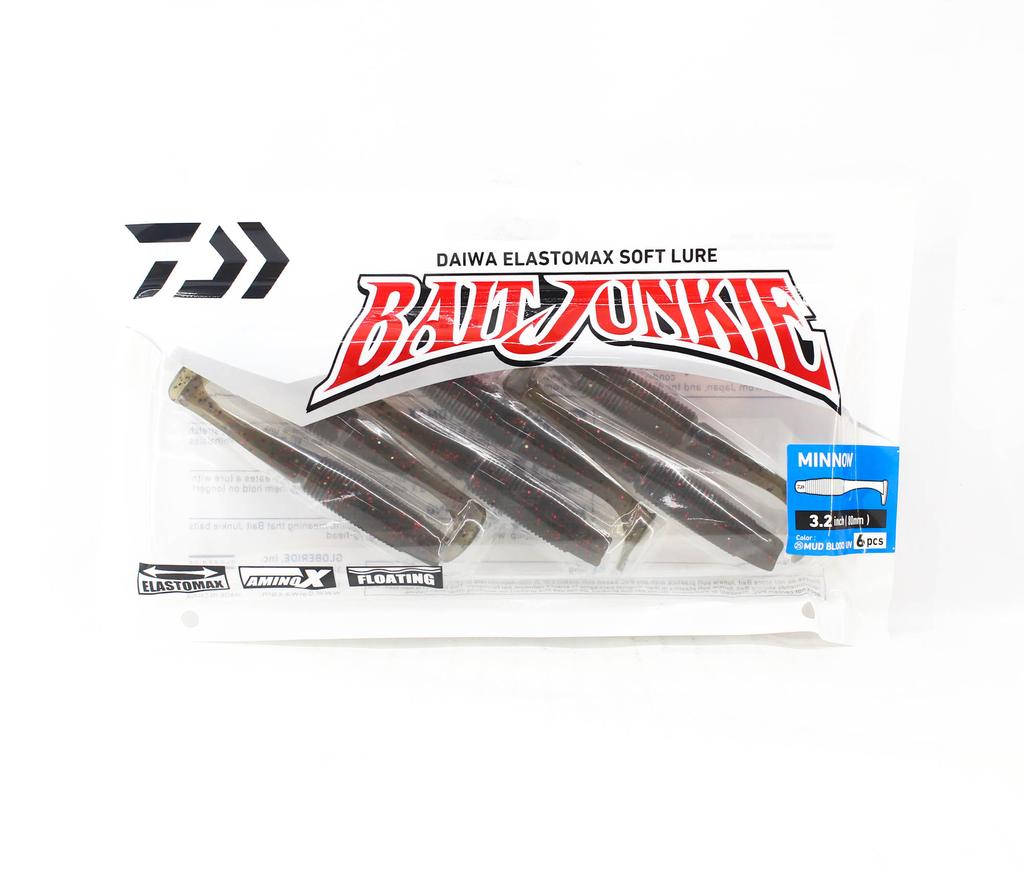 Daiwa Soft Lure Bait Junkie Minnow 3.2 Inch 6 Per Pack Mud Blood UV (3108)