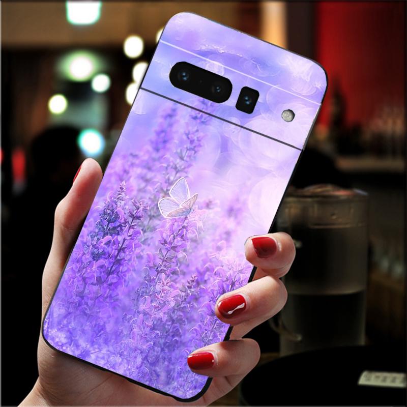 Lavender Purple Flower Phone Case For Google Pixel 8 7 Pro 7A 7 6A 6 Pro Pixel 8A 4A 3A 4 XL Pixel 5 6 4 3 3A XL