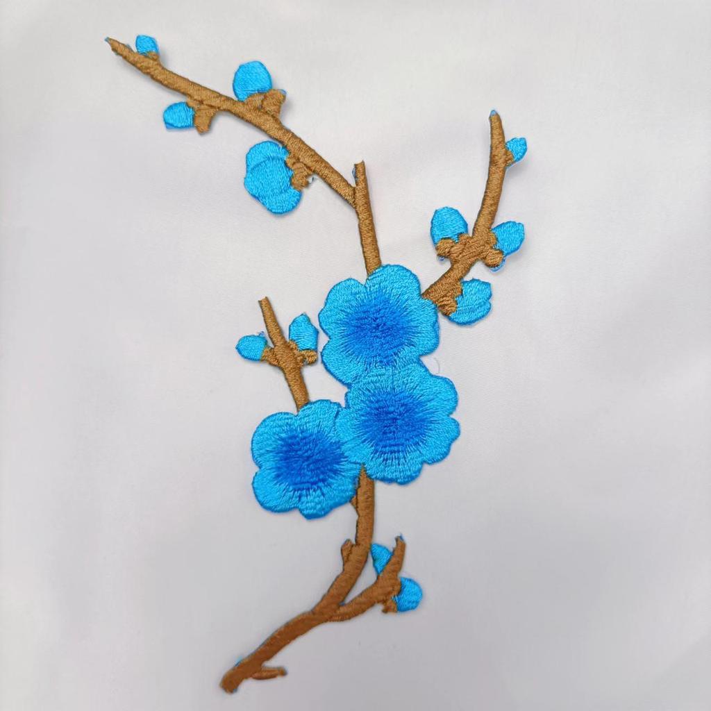 Plum Blossom Velcro Embroidery Patch: Handmade DIY Clothing Accessory