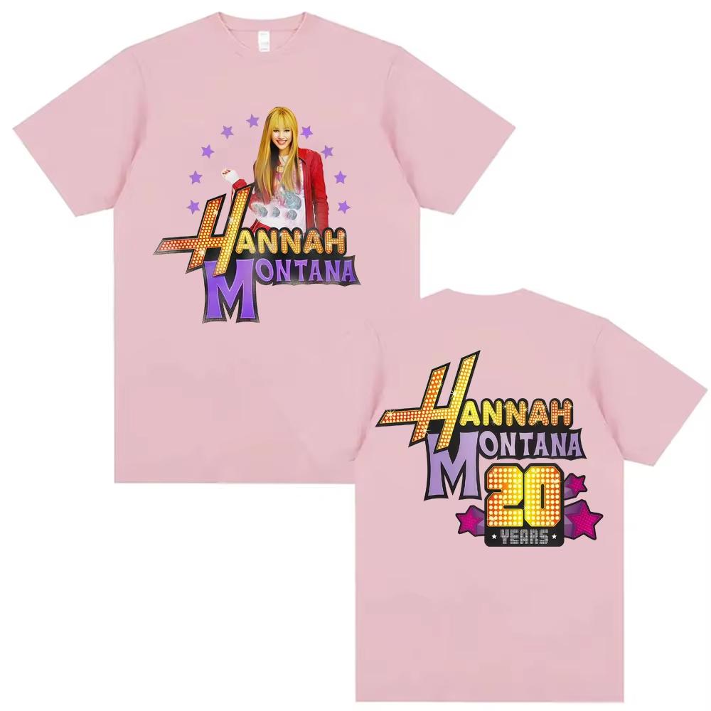Pop Star Hannah Montana 20Th Anniversary Logo T-shirts Men Women Fashion Trend Aesthetic T Shirt Cotton O-Neck Hip Hop T-shirt