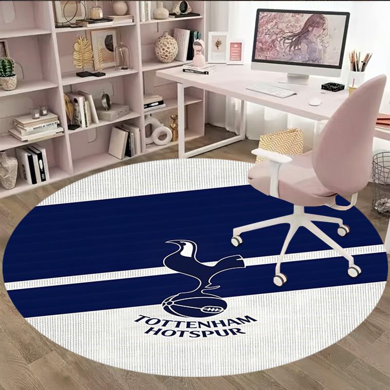 1pc T-Tottenham Hotspur Carpet, Round Rug, Comfortable, Suitable for Entryways, Living Rooms, Office, And Bedrooms, Christmas Decoration