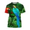 Jumeast 3D Rainforest Scarlet Macaw Printed Men T-shirts Grunge Y2K Unisex Baggy T Shirt 2000s Aesthetic Youth Clothing T-shirty