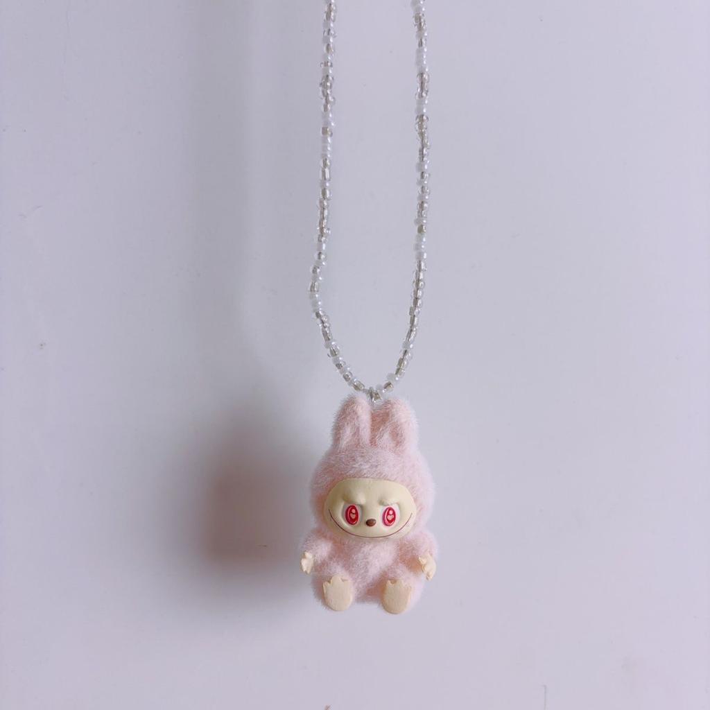 Красочное ожерелье-чокер с бусинами Labubu для вечеринки, длинная женская цепочка на ключицу, новый нишевый дизайн 2025