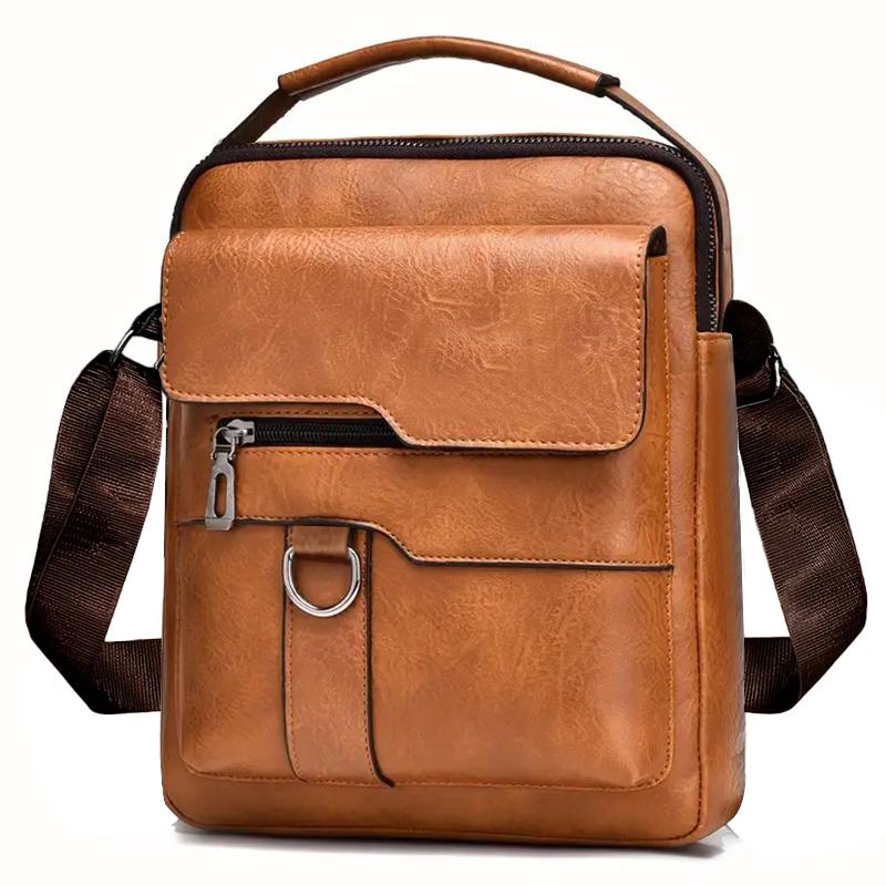 Neutral Style Shoulder Bag for Men and Women, Suitable for Business Travel and Work Pu Solid Color Crossbody Bag.