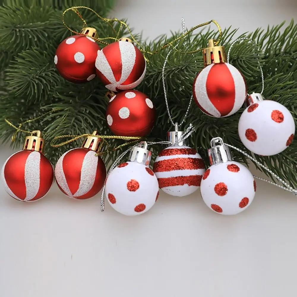 24pcs Mini Painted Christmas Ball 3cm Merry Christmas Tree Decor Home Xmas Decor