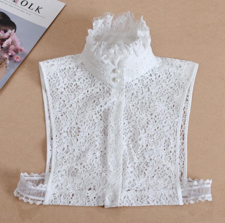 Elegant Lace Collars For Women Shirt Fake False Collar With Beads White Detachable Collar For Women Half Shirt Col Nep Kraagie