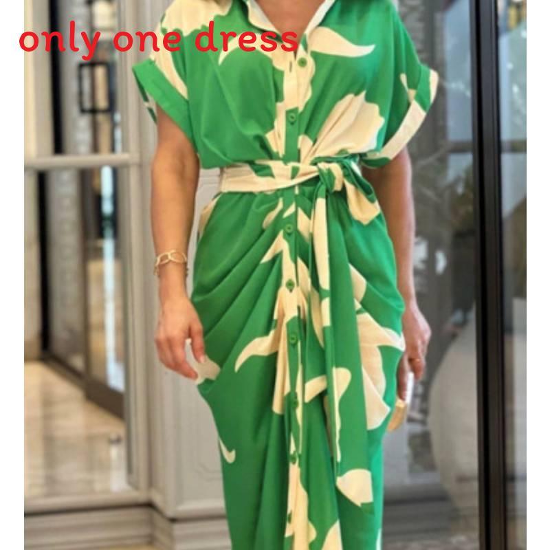 Stylish Summer Girl Dress With Shirt Collar In Polyester For Casual Wear