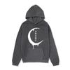 Gothic Style Womens Hooded Sweatshirt Moon Graphic Fleece Lined Pullover Loose Fit Casual Outerwear
