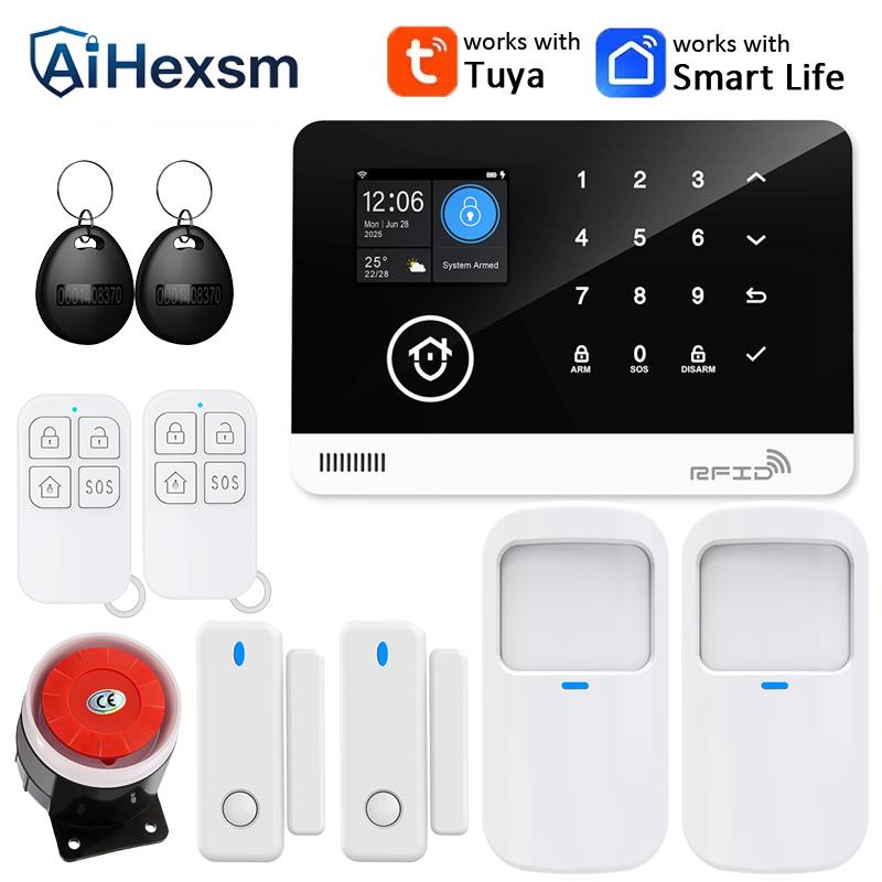 Tuya Smart WiFi GSM Home Security Pet PIR Alarm System RFID APP Control Wireless Solar Siren Outdoor Camera Volume Adjustable