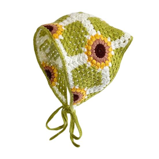 Повязка на голову во французском стиле в стиле бохо, вязаная крючком цветочная треугольная косынка на шнуровке, бандана в стиле Хэллоуина