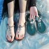 Herringbone Thong Sandals Women's Summer Flat All-match Roman Beach Rhinestone Clip-on Sandals Elegant and Comfortable Women's Fashion Shoes