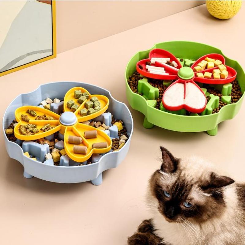 Anti Choking Dog Slow Food Bowl Interactive Durable Cat Bowl Puzzle Toy Rotating Anti Slip Pet Feeding Toy Pet Food Dispenser