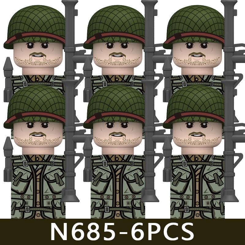WW2 Military US Cavaleiros Soldier Figures Building Blocks Infantry Medical Warrior Accessories Guns Army Bricks Toys Gifts Boys