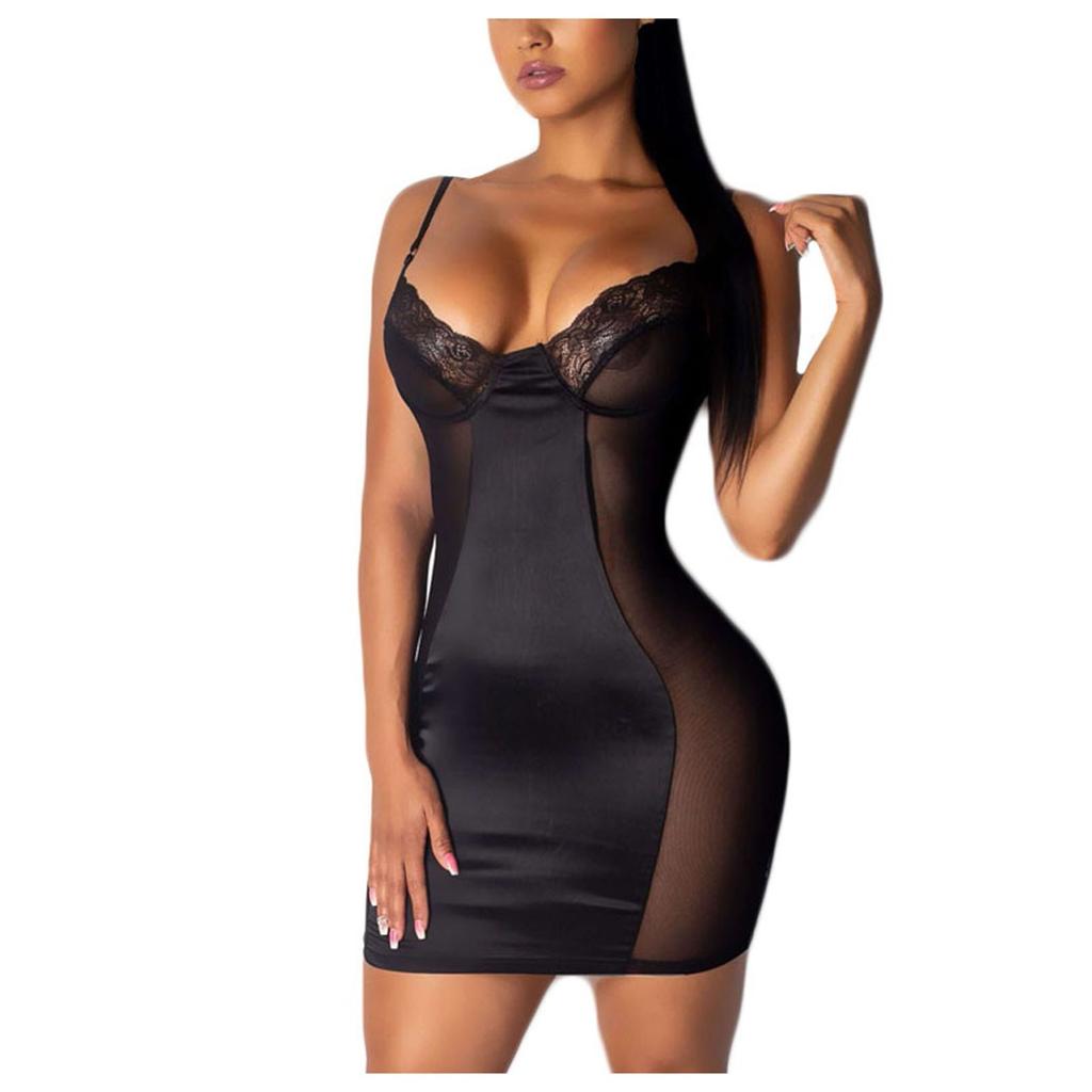 Женская сексуальная интересная плотная кружевная милая ночная рубашка с полым вырезом, комплект из двух предметов