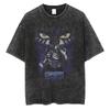 Hot Anime Demon Slayer Kokushibo Graphic Print Washed T Shirt Men Vintage Cotton Tshirts Manga Casual Tee Harajuku Male T-shirt