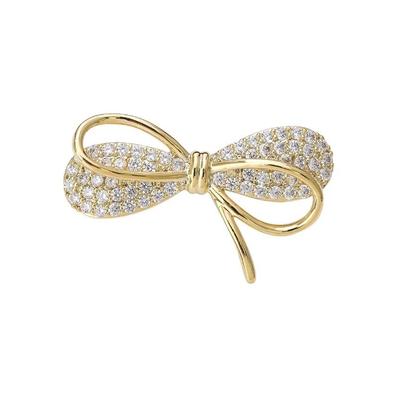 Trendy Buckle Bowknot Brooches Women Prevent Wardrobe Malfunction Brooch Buckle Three-dimensional Crystal Creative Corsage Accessories