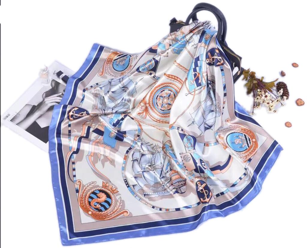 High-quality Luxurious Silk Scarves Headband Scarfs Neck Scarf For Women Chain Silk Scarf Women's Decorative Shawl