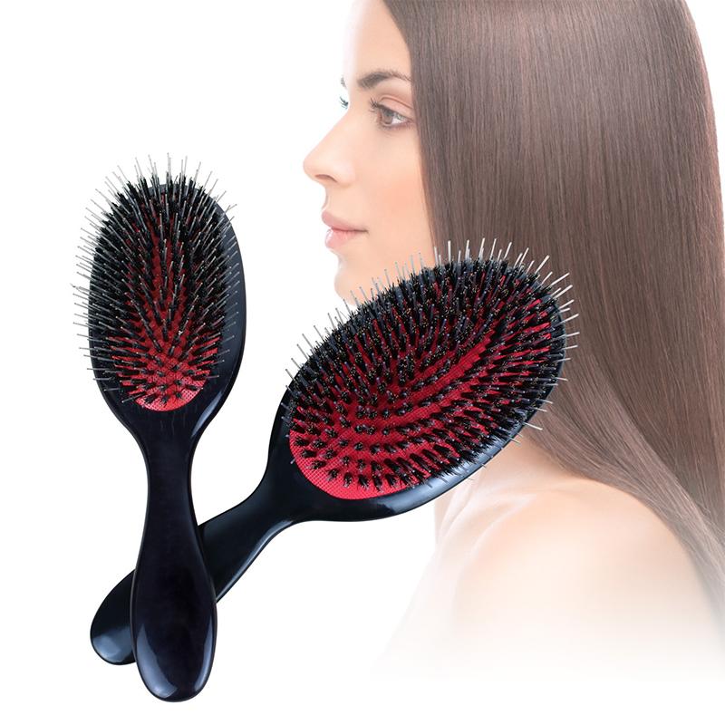 1Pc Oval Boar Bristle & Nylon Hair Comb Mini Anti-Static Hair Scalp Massage Comb Hairbrush Salon Hair Brush Styling Tool