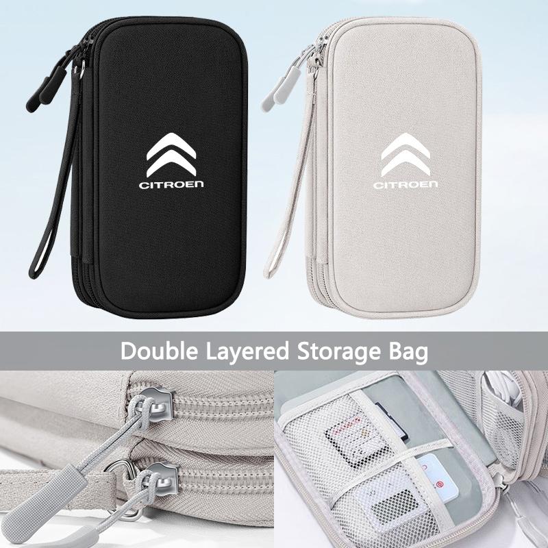 WKZA3 Portable Car Travel Key Driving License Headset USB Storage Bag Waterproof Storage Bag For Citroen C1 C2 C3 C4 C4L VTS C-ELYSEE