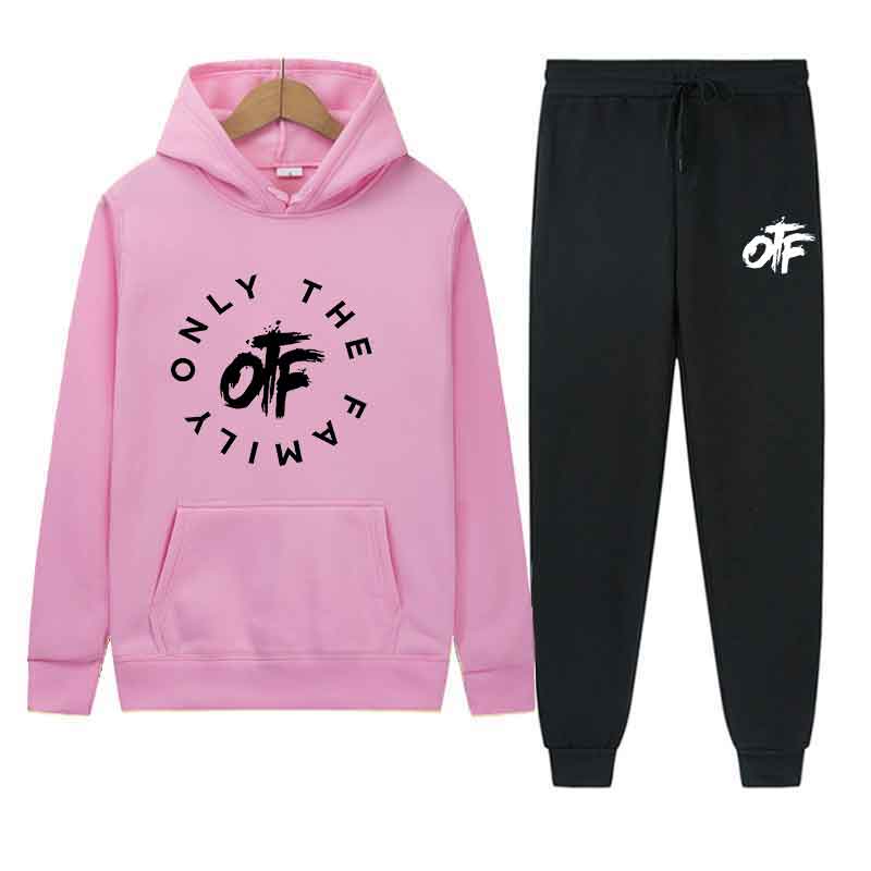 Весна Осень Мужской Только Семья Принт Повседневные 2 предмета Комплекты Индивидуальность Толстовки Уличная Мода Спортивный Костюм Худи Топы Облегающие брюки