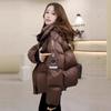 Brown Short Down Jacket for Women, New Style Thickened Bread Coat, Cotton Coat and Jacket