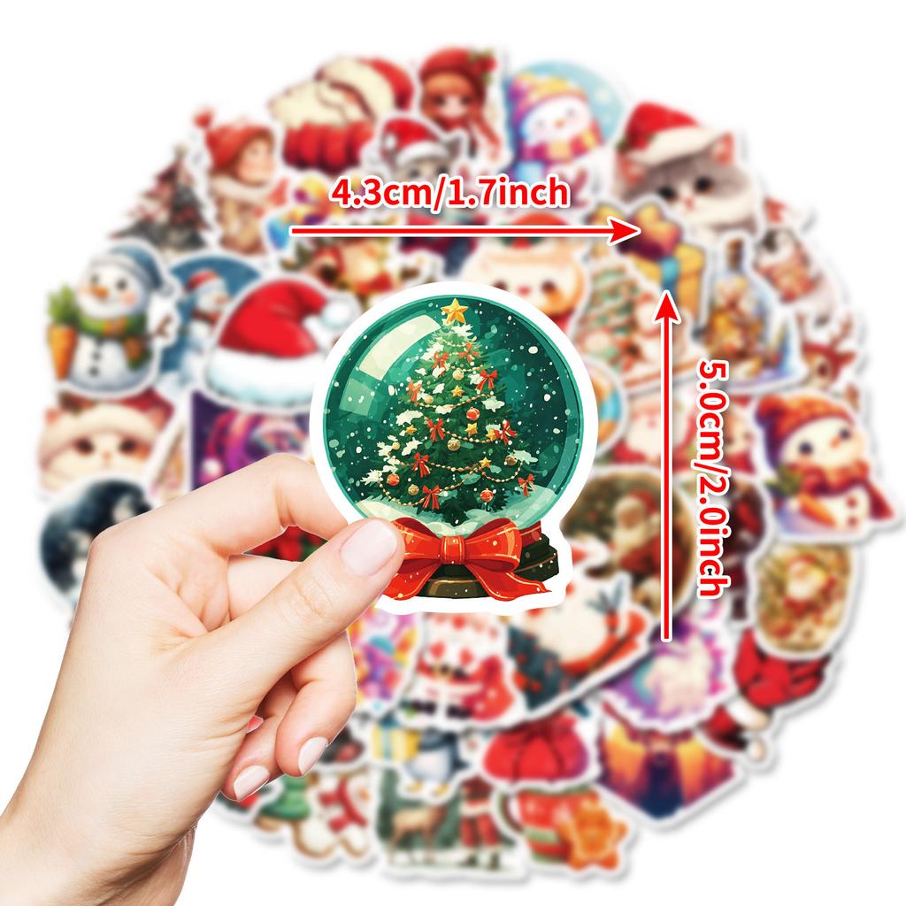 50 Christmas Cartoons Animal Graffiti Stickers Party Decorations Holiday Celebrations Cat Snowman Cute Wind Stickers
