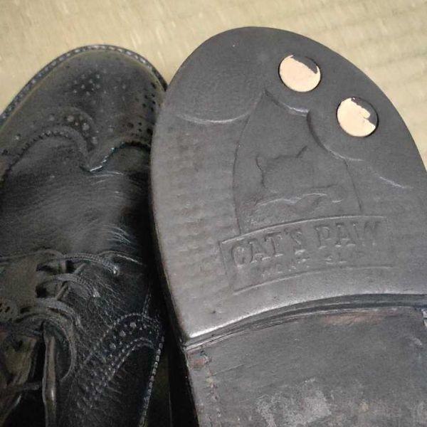 70s-80s USA Vintage/10.5C/27.5-28.0/Black/Goodyear Welt Longwing Brogues/Felt Tongue/Kenmoor(USED)