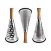 Stainless Steel Cone Cheese Grater with Wood Handle 3 Sided Vegetable Shredder for Grating Cheese Chocolate Vegetables